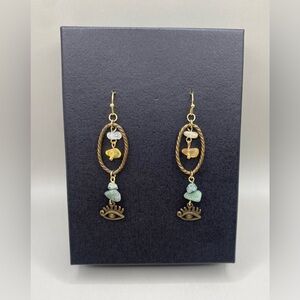 💚🧿Citrine Jasper Evil Eye Earrings